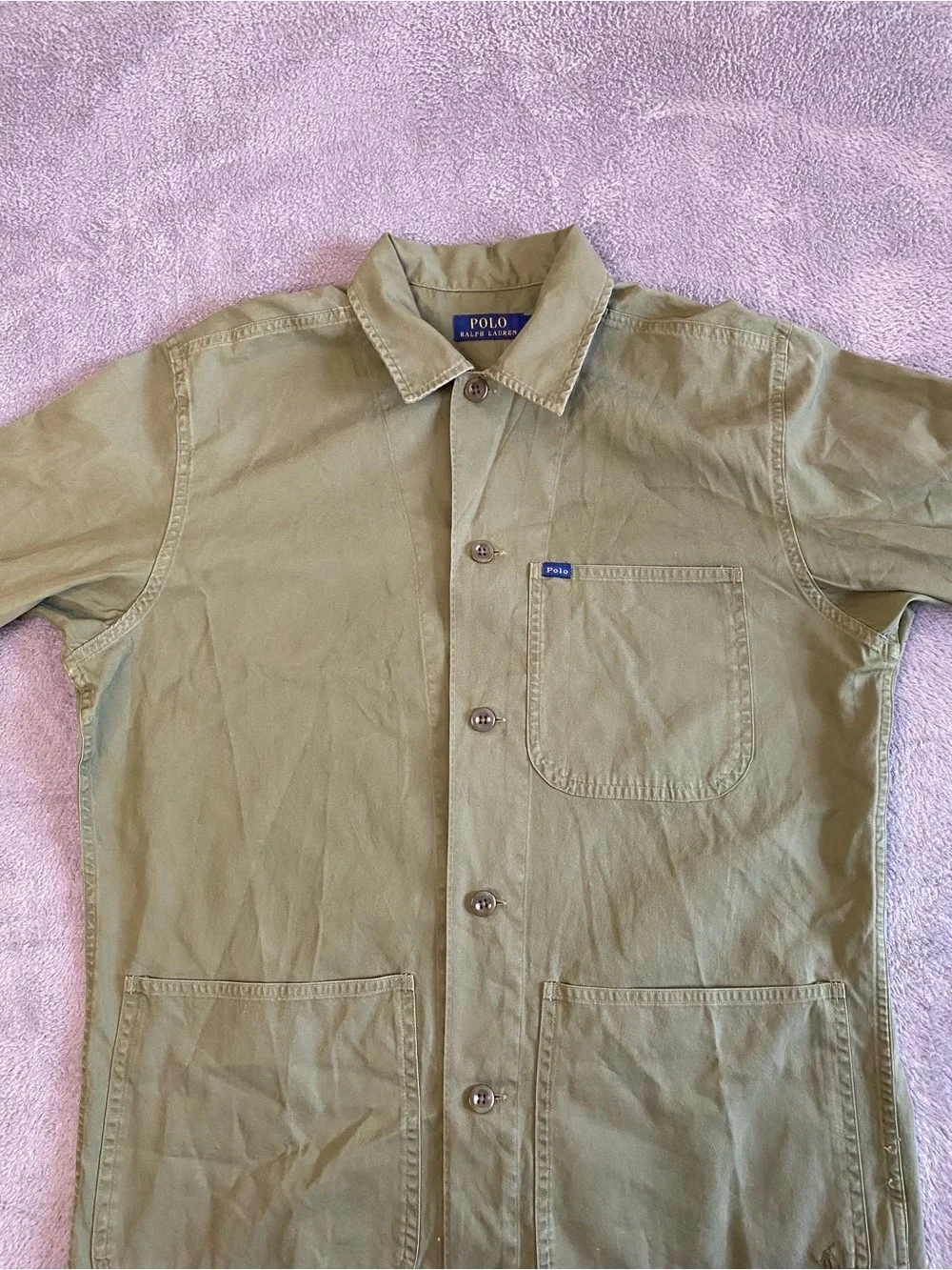 Polo Ralph Lauren Olive Green Cotton Chore Jacket Med Utility Workwear Gorpcore